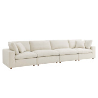 Modway EEI-3357-LBG Commix Down Filled Overstuffed 4 Piece Sectional Sofa Set Light Beige