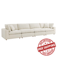 Modway EEI-3357-LBG Commix Down Filled Overstuffed 4 Piece Sectional Sofa Set Light Beige