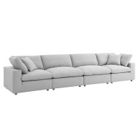 Modway EEI-3357-LGR Commix Down Filled Overstuffed 4 Piece Sectional Sofa Set Light Gray