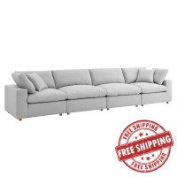 Modway EEI-3357-LGR Commix Down Filled Overstuffed 4 Piece Sectional Sofa Set Light Gray