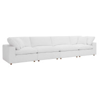 Modway EEI-3357-PUW Commix Down Filled Overstuffed 4 Piece Sectional Sofa Set Pure White