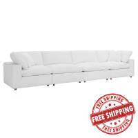 Modway EEI-3357-PUW Commix Down Filled Overstuffed 4 Piece Sectional Sofa Set Pure White
