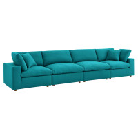 Modway EEI-3357-TEA Commix Down Filled Overstuffed 4 Piece Sectional Sofa Set