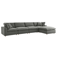 Modway EEI-3358-GRY Commix Down Filled Overstuffed 5 Piece Sectional Sofa Set