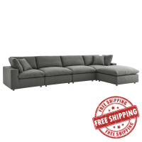 Modway EEI-3358-GRY Commix Down Filled Overstuffed 5 Piece Sectional Sofa Set