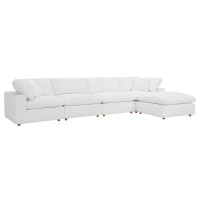 Modway EEI-3358-PUW Commix Down Filled Overstuffed 5 Piece Sectional Sofa Set Pure White