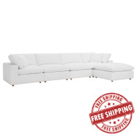 Modway EEI-3358-PUW Commix Down Filled Overstuffed 5 Piece Sectional Sofa Set Pure White