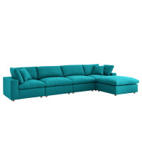 Modway EEI-3358-TEA Commix Down Filled Overstuffed 5 Piece Sectional Sofa Set