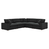 Modway EEI-3359-BLK Commix Down Filled Overstuffed 5 Piece 5-Piece Sectional Sofa Black