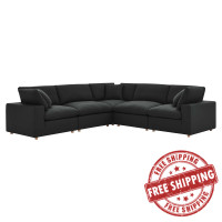 Modway EEI-3359-BLK Commix Down Filled Overstuffed 5 Piece 5-Piece Sectional Sofa Black