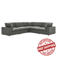 Modway EEI-3359-GRY Commix Down Filled Overstuffed 5 Piece Sectional Sofa Set