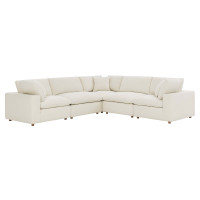 Modway EEI-3359-LBG Commix Down Filled Overstuffed 5 Piece 5-Piece Sectional Sofa Light Beige