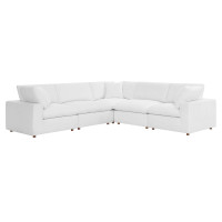 Modway EEI-3359-PUW Commix Down Filled Overstuffed 5 Piece 5-Piece Sectional Sofa Pure White