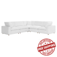 Modway EEI-3359-PUW Commix Down Filled Overstuffed 5 Piece 5-Piece Sectional Sofa Pure White