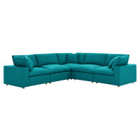 Modway EEI-3359-TEA Commix Down Filled Overstuffed 5 Piece Sectional Sofa Set