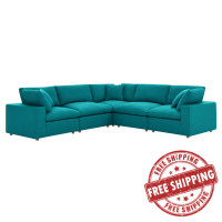 Modway EEI-3359-TEA Commix Down Filled Overstuffed 5 Piece Sectional Sofa Set