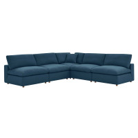 Modway EEI-3360-AZU Commix Down Filled Overstuffed 5 Piece Sectional Sofa Set