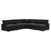 Modway EEI-3360-BLK Commix Down Filled Overstuffed 5-Piece Armless Sectional Sofa Black