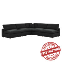Modway EEI-3360-BLK Commix Down Filled Overstuffed 5-Piece Armless Sectional Sofa Black