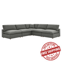 Modway EEI-3360-GRY Commix Down Filled Overstuffed 5 Piece Sectional Sofa Set
