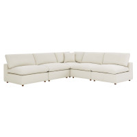 Modway EEI-3360-LBG Commix Down Filled Overstuffed 5-Piece Armless Sectional Sofa Light Beige