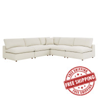 Modway EEI-3360-LBG Commix Down Filled Overstuffed 5-Piece Armless Sectional Sofa Light Beige