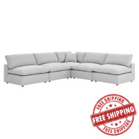 Modway EEI-3360-LGR Commix Down Filled Overstuffed 5-Piece Armless Sectional Sofa Light Gray