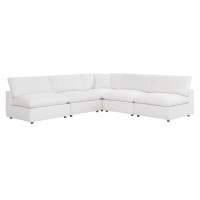 Modway EEI-3360-PUW Commix Down Filled Overstuffed 5-Piece Armless Sectional Sofa Pure White