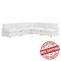 Modway EEI-3360-PUW Commix Down Filled Overstuffed 5-Piece Armless Sectional Sofa Pure White