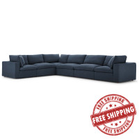 Modway EEI-3361-AZU Commix Down Filled Overstuffed 6 Piece Sectional Sofa Set