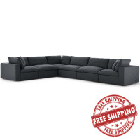 Modway EEI-3361-GRY Commix Down Filled Overstuffed 6 Piece Sectional Sofa Set
