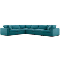Modway EEI-3361-TEA Commix Down Filled Overstuffed 6 Piece Sectional Sofa Set