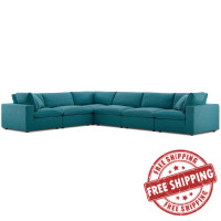 Modway EEI-3361-TEA Commix Down Filled Overstuffed 6 Piece Sectional Sofa Set