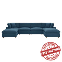 Modway EEI-3362-AZU Commix Down Filled Overstuffed 6 Piece Sectional Sofa Set