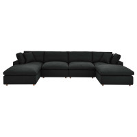 Modway EEI-3362-BLK Commix Down Filled Overstuffed 6-Piece Sectional Sofa Black