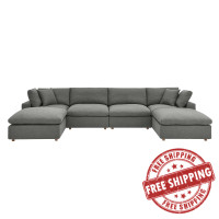 Modway EEI-3362-GRY Commix Down Filled Overstuffed 6 Piece Sectional Sofa Set