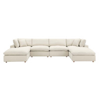 Modway EEI-3362-LBG Commix Down Filled Overstuffed 6-Piece Sectional Sofa Light Beige