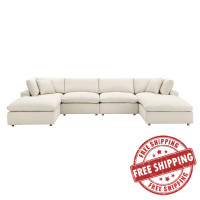 Modway EEI-3362-LBG Commix Down Filled Overstuffed 6-Piece Sectional Sofa Light Beige