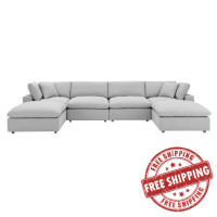 Modway EEI-3362-LGR Commix Down Filled Overstuffed 6-Piece Sectional Sofa Light Gray