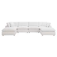 Modway EEI-3362-PUW Commix Down Filled Overstuffed 6-Piece Sectional Sofa Pure White