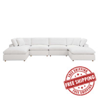 Modway EEI-3362-PUW Commix Down Filled Overstuffed 6-Piece Sectional Sofa Pure White