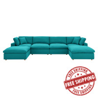 Modway EEI-3362-TEA Commix Down Filled Overstuffed 6 Piece Sectional Sofa Set