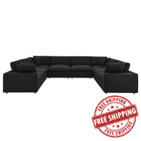 Modway EEI-3363-BLK Commix Down Filled Overstuffed 8-Piece Sectional Sofa Black