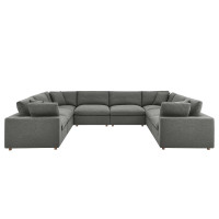 Modway EEI-3363-GRY Commix Down Filled Overstuffed 8 Piece Sectional Sofa Set