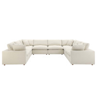 Modway EEI-3363-LBG Commix Down Filled Overstuffed 8-Piece Sectional Sofa Light Beige