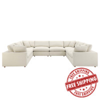 Modway EEI-3363-LBG Commix Down Filled Overstuffed 8-Piece Sectional Sofa Light Beige