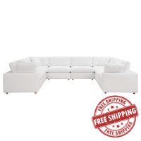 Modway EEI-3363-PUW Commix Down Filled Overstuffed 8-Piece Sectional Sofa Pure White