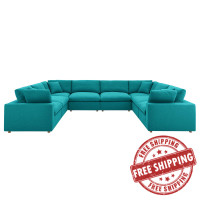 Modway EEI-3363-TEA Commix Down Filled Overstuffed 8 Piece Sectional Sofa Set