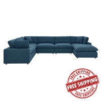 Modway EEI-3364-AZU Commix Down Filled Overstuffed 7 Piece Sectional Sofa Set