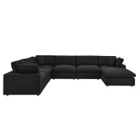 Modway EEI-3364-BLK Commix Down Filled Overstuffed 7-Piece Sectional Sofa Black